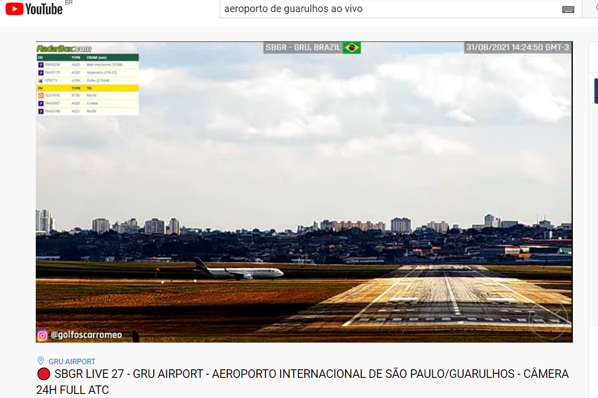 Aviação: Canal no YouTube transmite, ao vivo, pousos e decolagens no Aeroporto de Guarulhos (SP)