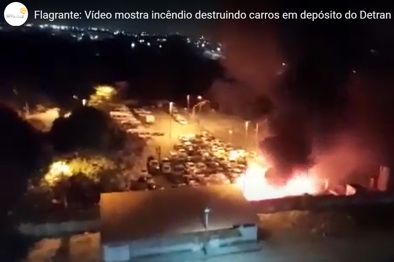 Flagrante: Vídeo mostra incêndio destruindo carros em depósito do Detran em Fortaleza
