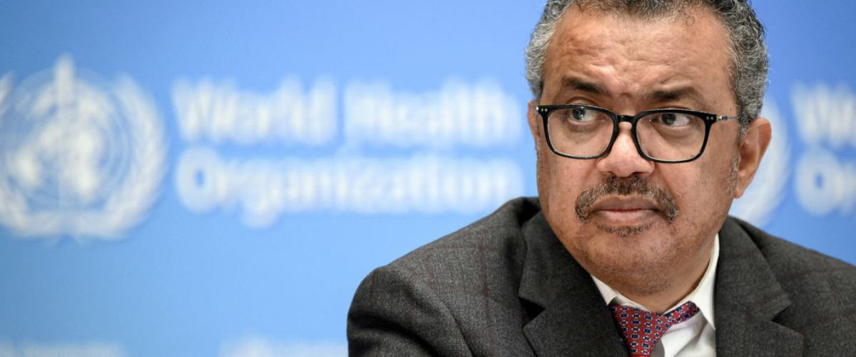 Diretor-geral da Organização Mundial da Saúde (OMS), Tedros Adhanom Ghebreyesus, em sessão. | Foto: Divulgação/ ONU