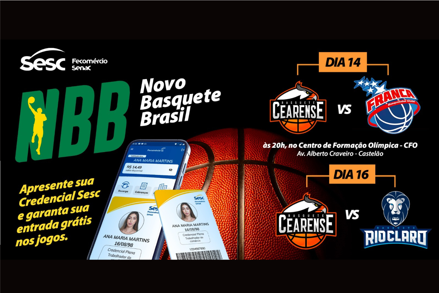 NBB: Credencial Sesc dá acesso gratuito aos próximos jogos do Fortaleza Basquete Cearense