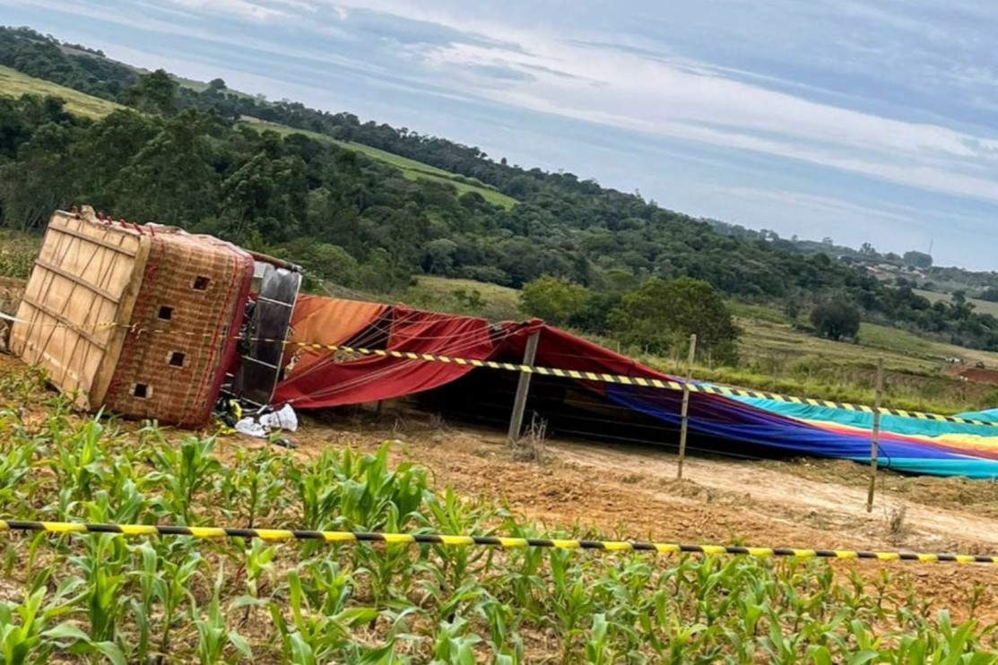Acidente: Balão com 35 pessoas cai no interior de SP; uma morte confirmada e piloto tinha certificado vencido