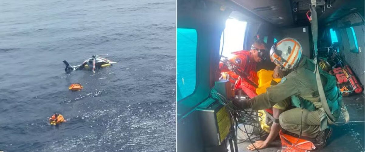 Acidente: Helicóptero com funcionários da Petrobras faz pouso de emergência no mar do RJ