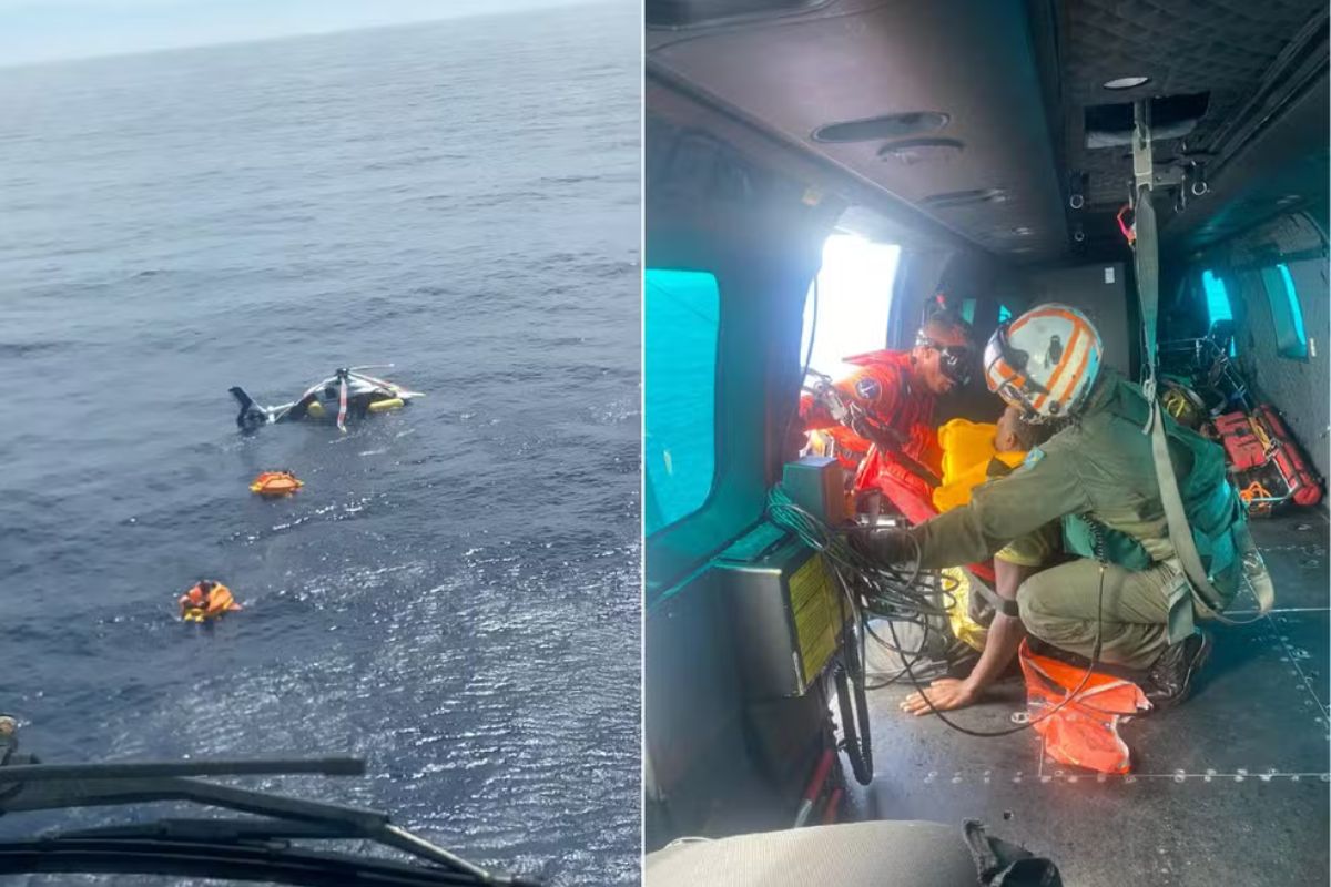 Acidente: Helicóptero com funcionários da Petrobras faz pouso de emergência no mar do RJ