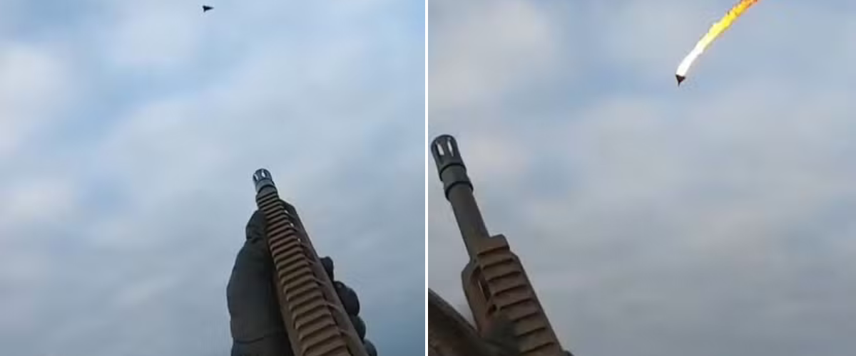 Guerra: Ucraniano derruba drones russos com fuzil