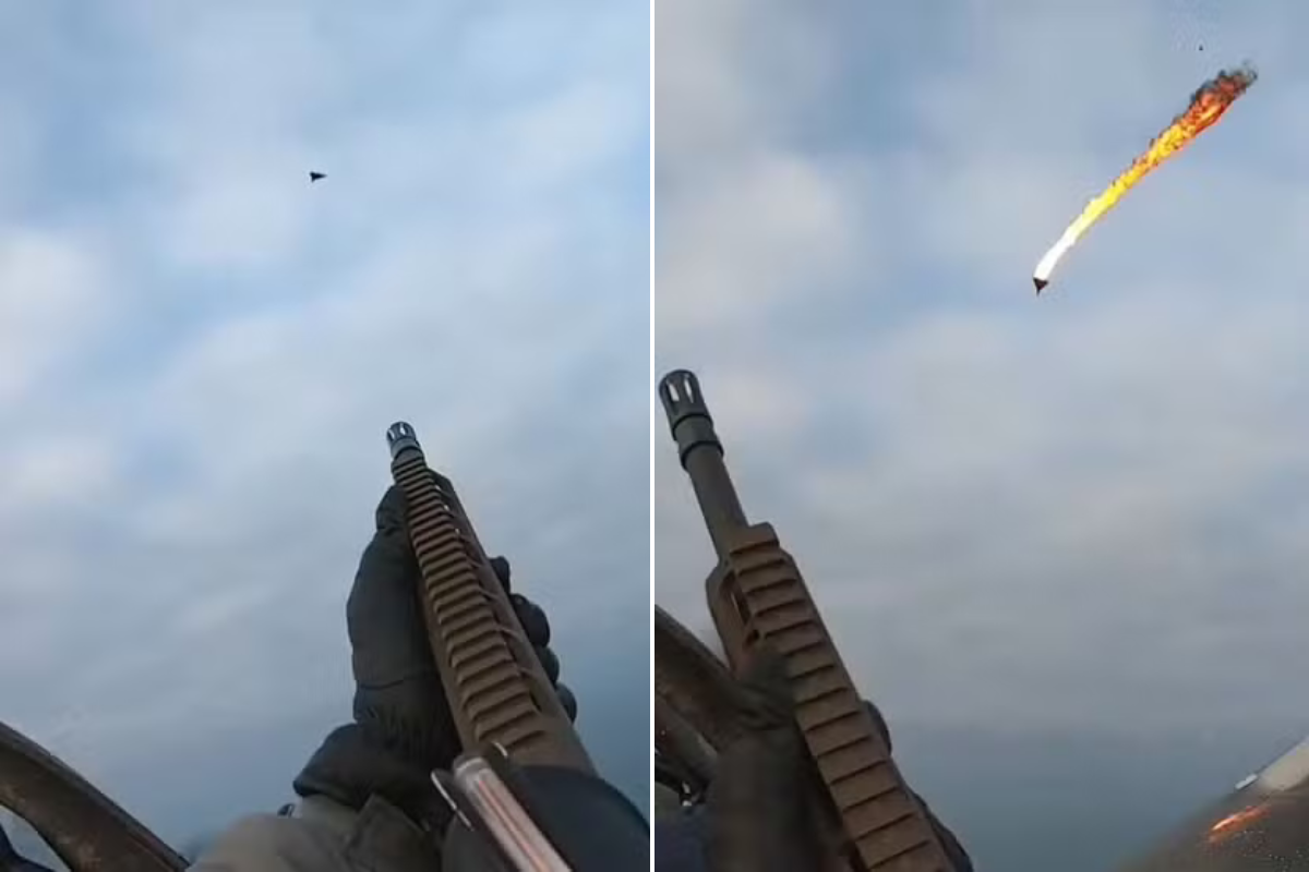 Guerra: Ucraniano derruba drones russos com fuzil