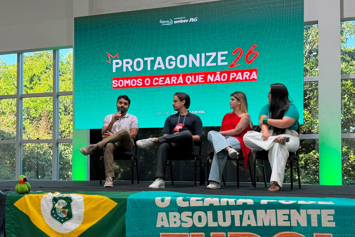 O empresário Bosco Nunes participou do PROTAGONIZE, iniciativa da FEJECE voltada à formação empreendedora e ao protagonismo jovem no Ceará.