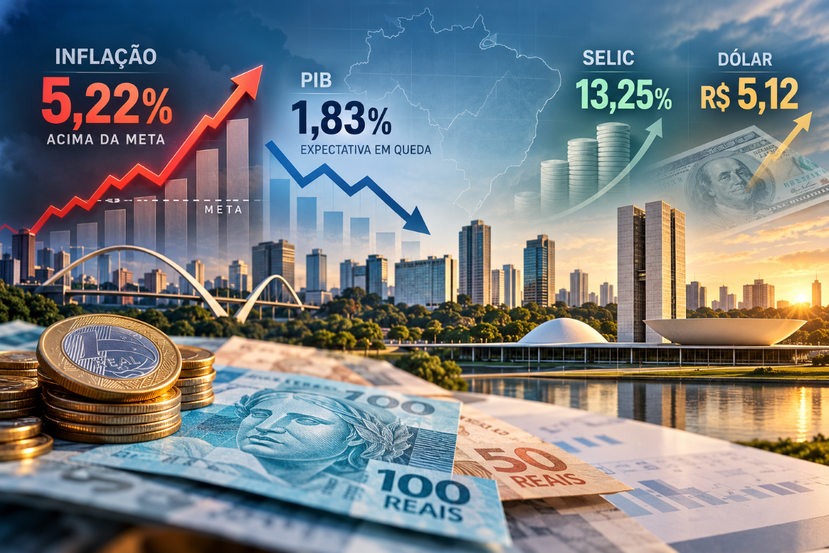 Economia: Focus mantém inflação alta e reduz PIB